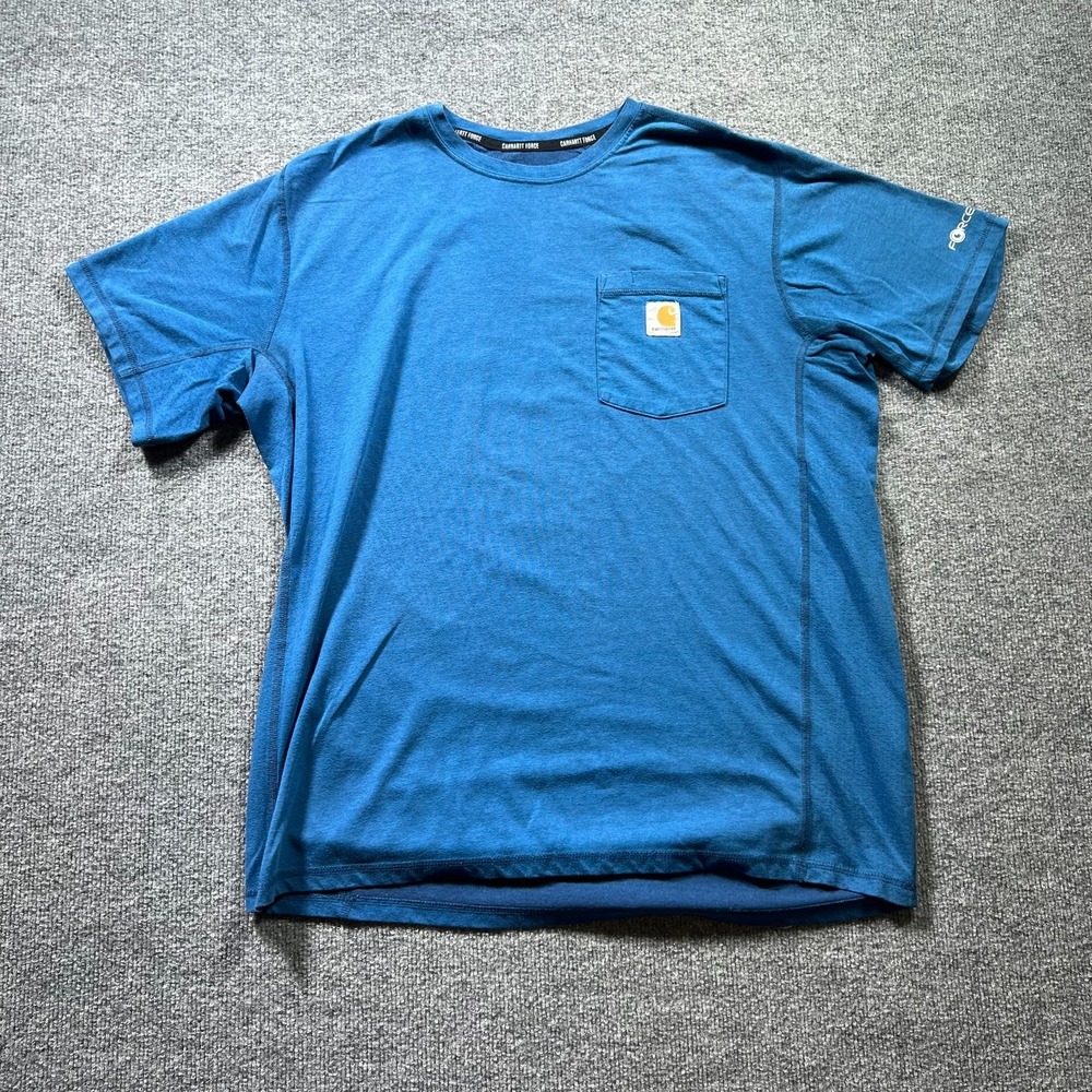 Carhartt Force T-Shirt Mens Large Blue Relaxed Fit Short Sleeve Pocket Gorpcore